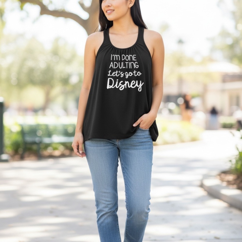 Disney Graphic Print Racerback Tank Top Black Sleeveless Scoop Neck XL